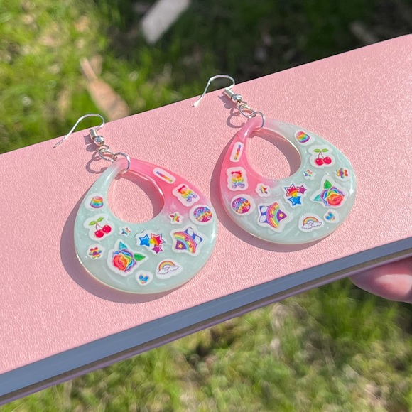 Handmade Lisa Frank Statement Earrings - Picture 11 of 16